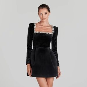 Nadine Merabi Kimberly Dress in Black Velvet—Size M
